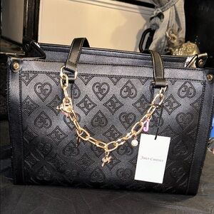 Juicy Couture Black Tote with Gold Chain Detail